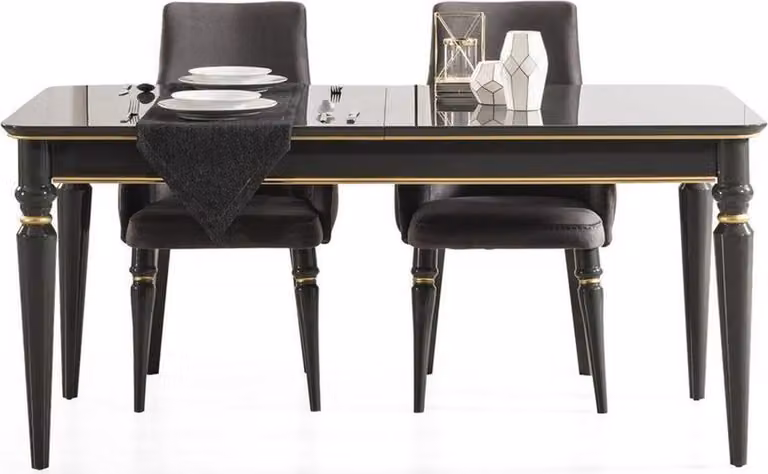 Casa Padrino tavolo da pranzo art déco grigio / oro 170-208 x 90 x h. 76 cm - Tavolo da pranzo nobile allungabile - Mobili da sala da pranzo art déco