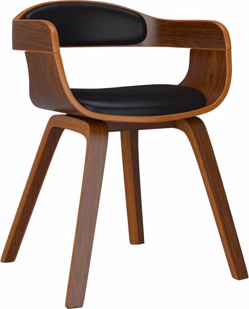 Sedia da Pranzo Nera in Legno Curvato e Pelle finta