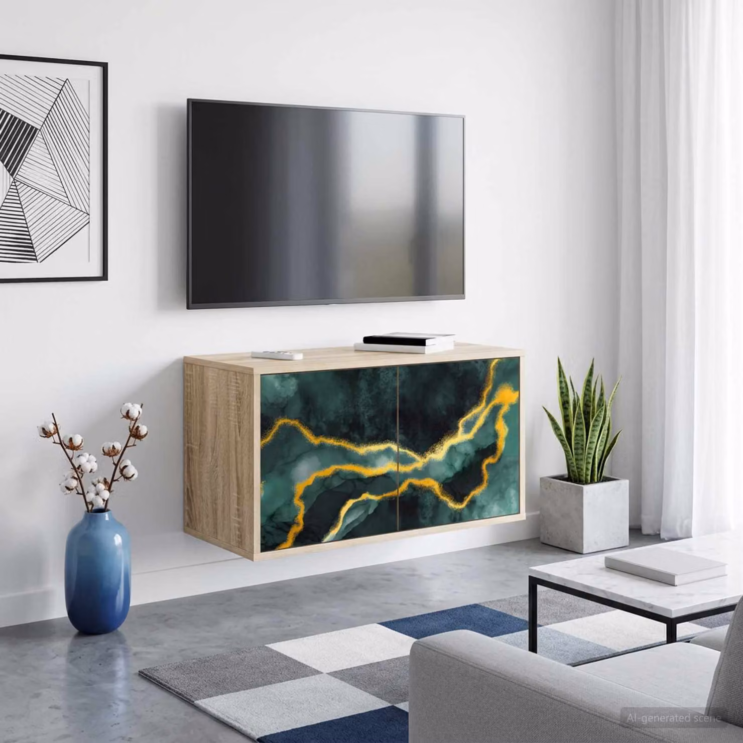 Mobile TV da parete vidaXL WIJHE in Rovere Sonoma, L 69 x P 33 x H 40 cm