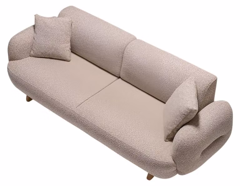 Beiges weiches 3-Sitzer-Sofa Stoffsofa Wohnzimmermöbel Designersofa