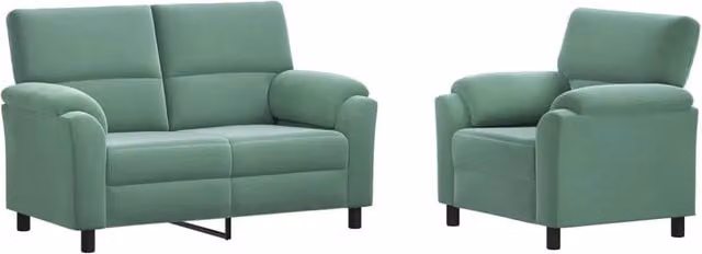 Set di 2 divani moderni vidaXL in velluto verde mare con struttura in metallo per il tuo soggiorno