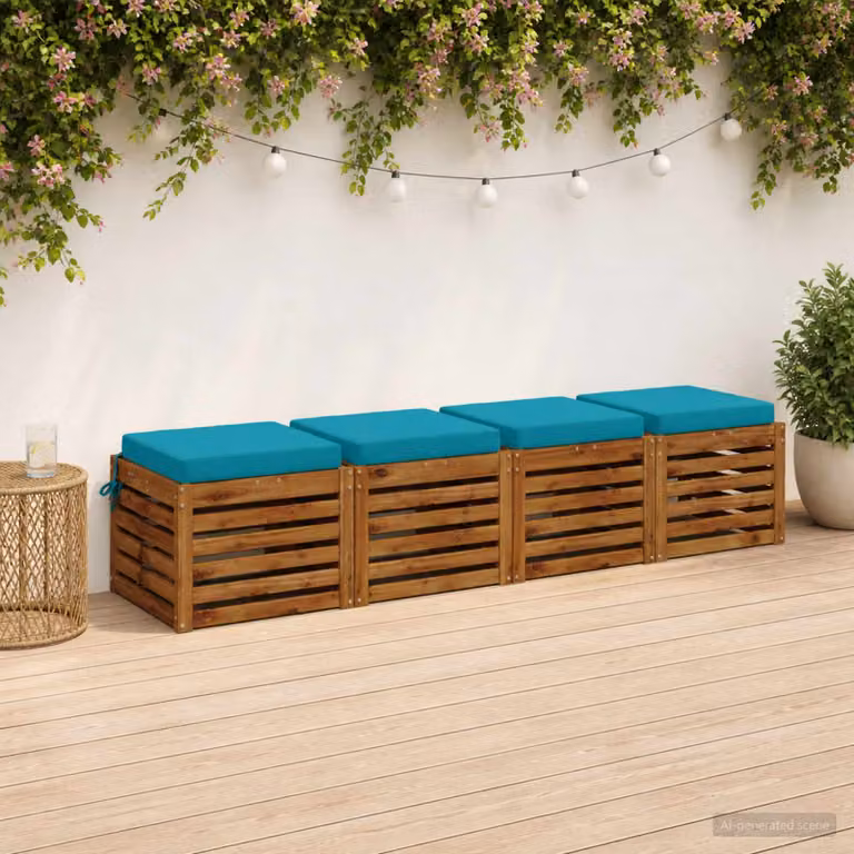 Set di 4 cuscini per sedia vidaXL in poliestere con imbottitura in schiuma, modello moderno, colore turchese e blu