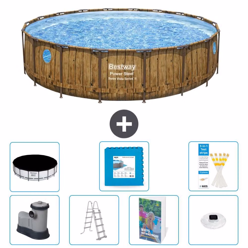 Bestway Power Steel, piscina rotonda - 549x122 cm - composta da 6 parti, modello S674