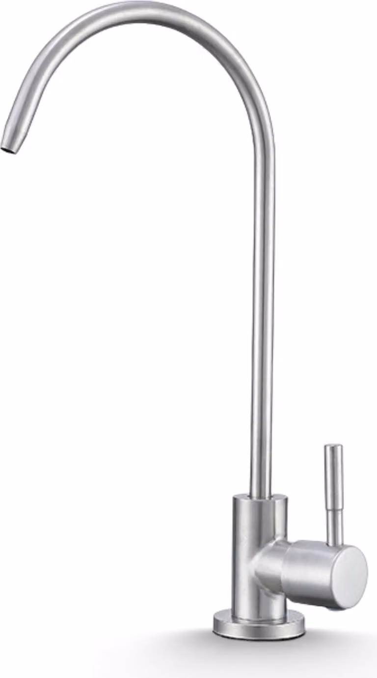 Rubinetto per acqua filtrata Ari in acciaio inox SUS304 satinato, beccuccio girevole 360 gradi, cartuccia Vetroceramica, per osmosi e lavello