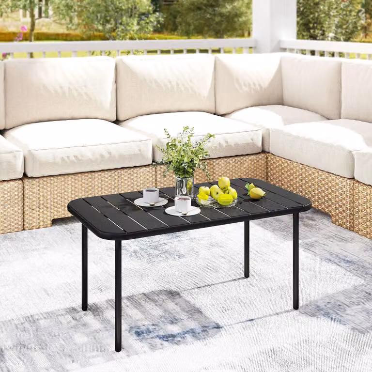 Tavolino da balcone in acciaio – tavolino rettangolare | Colore: nero | Dimensioni: 90x50x43 cm