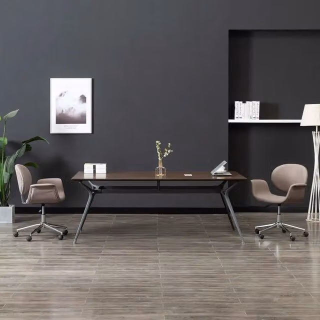 Sedia da Pranzo Girevole Moderna vidaXL in Tessuto Grigio con Ruote