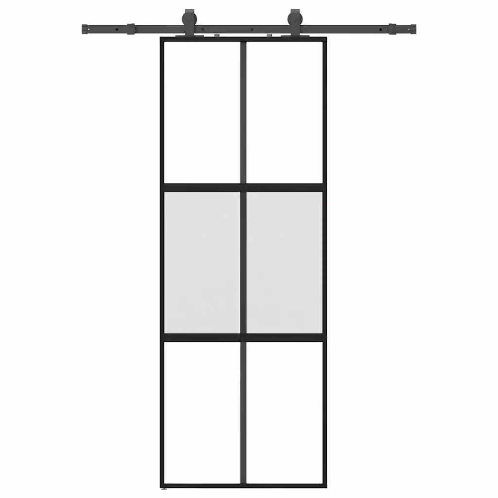 Porta Scorrevole VIDAXL in Vetro Temperato Trasparente con Ferramenta Nera L: 76 cm, H: 205 cm – 2