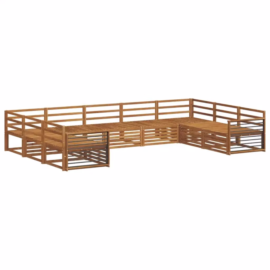 Set di divani da esterno vidaXL in legno di acacia massello marrone con cuscini, composizione a L per giardino e terrazza – 2