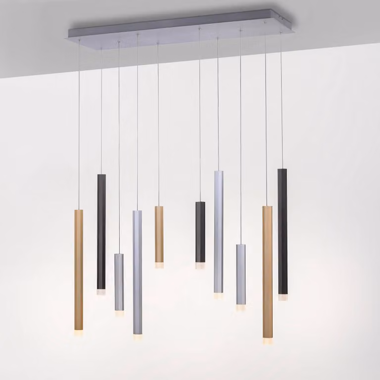 PURE Lampada LED a sospensione Gemin, multicolore, 10 luci dimmerabile, Soggiorno / Sala da pranzo, Alluminio, Moderno