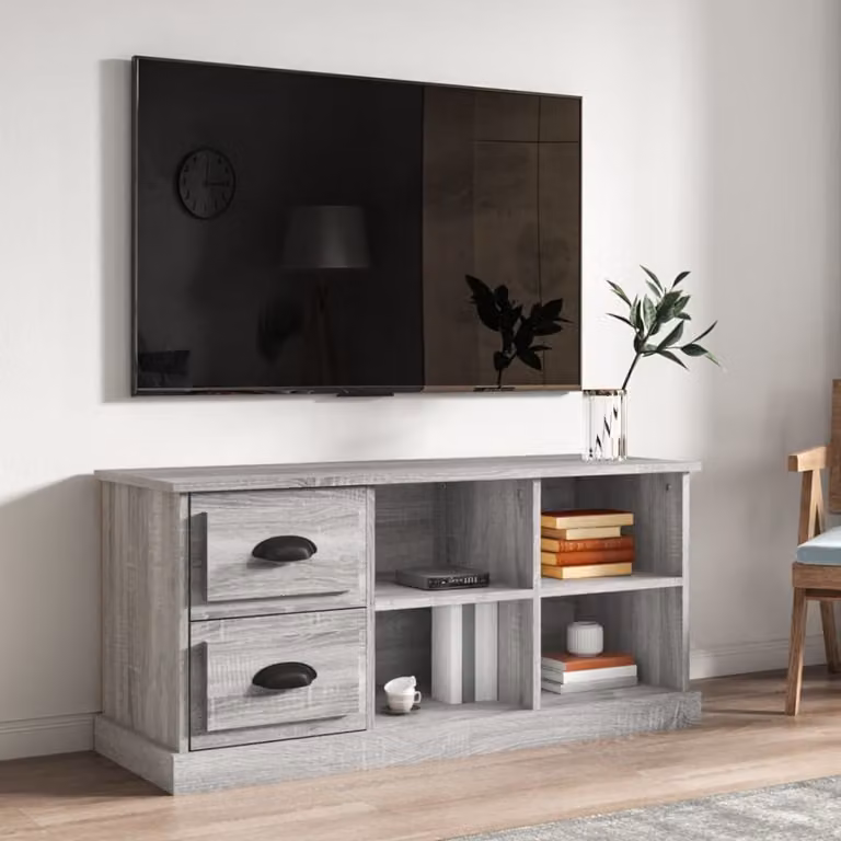 vidaXL Mobile Porta TV Moderno in Legno Multistrato Grigio Sonoma L: 102 cm, P: 35,5 cm, H: 47,5 cm