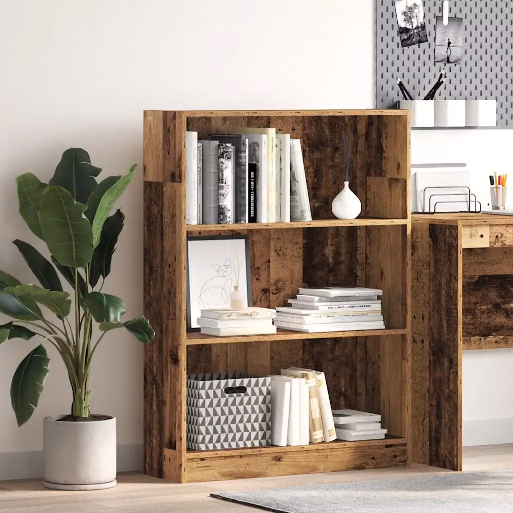 Libreria vidaXL in legno marrone classico con pannello posteriore L: 80 cm, P: 24 cm, H: 109 cm