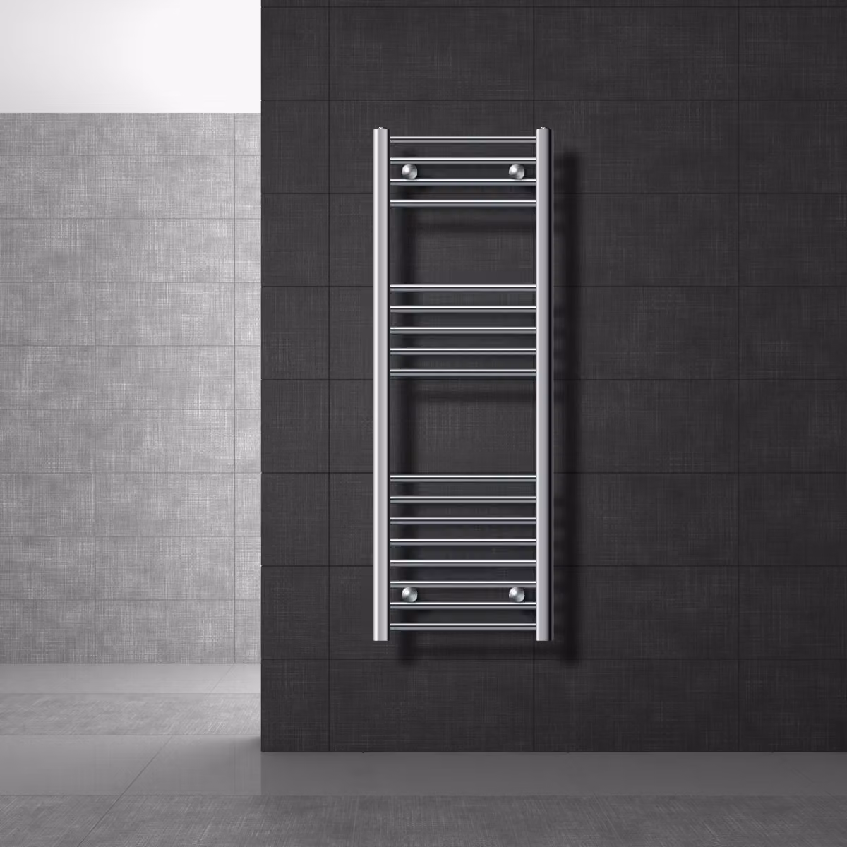 LuxeBath radiatore per bagno Sahara, 400x1200 mm, cromo, diritto con attacco laterale, senza elemento riscaldante