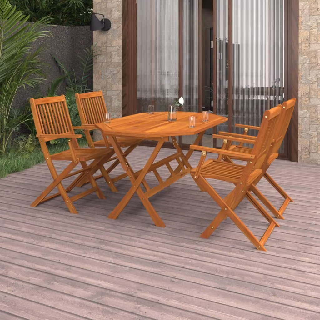 The Living Store Set da pranzo da giardino 5 pz. Set da pranzo da giardino in legno massiccio di acacia