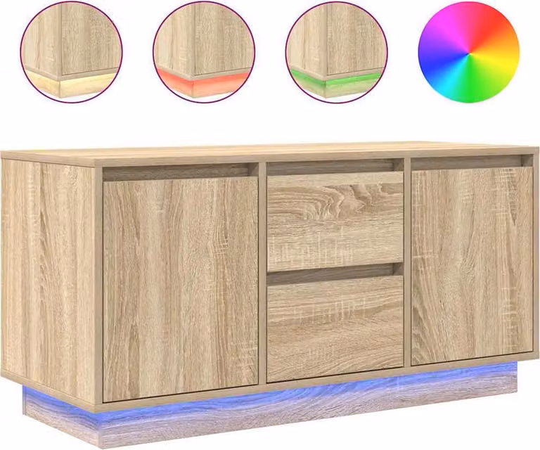 Mobile Porta TV con Luci LED Rovere Sonoma 100x41x50 cm