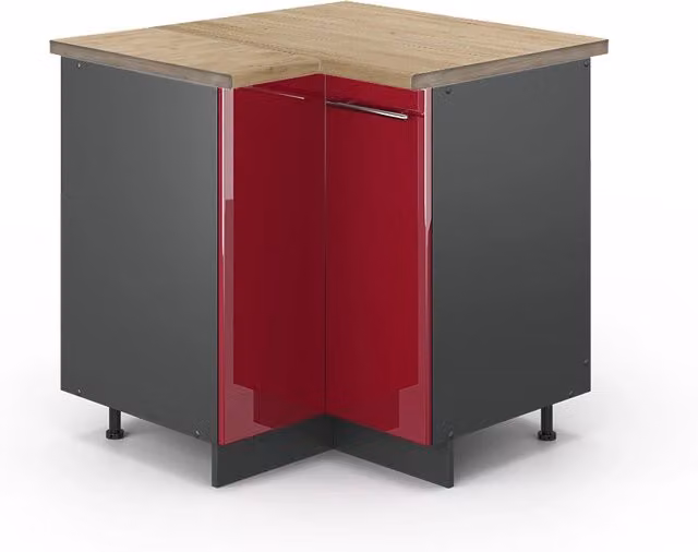 Mobile ad angolo cucina Fame-Line Bordeaux lucido/Antracite 80.5 cm, PL Rovere Vicco