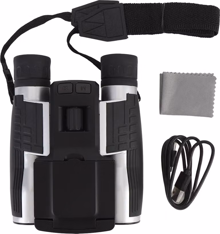binocolo 12x32 con fotocamera Display a colori da 2,4 pollici Registratore video-fotografico da 2,5K 48MP per il birdwatching da viaggio Zoom digitale 8x