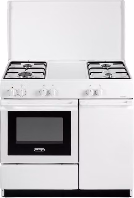 Cucina a gas De'Longhi SEW 8540 N EDM con forno elettrico e grill, colore bianco, L: 86 cm, P: 50 cm, H: 85 cm