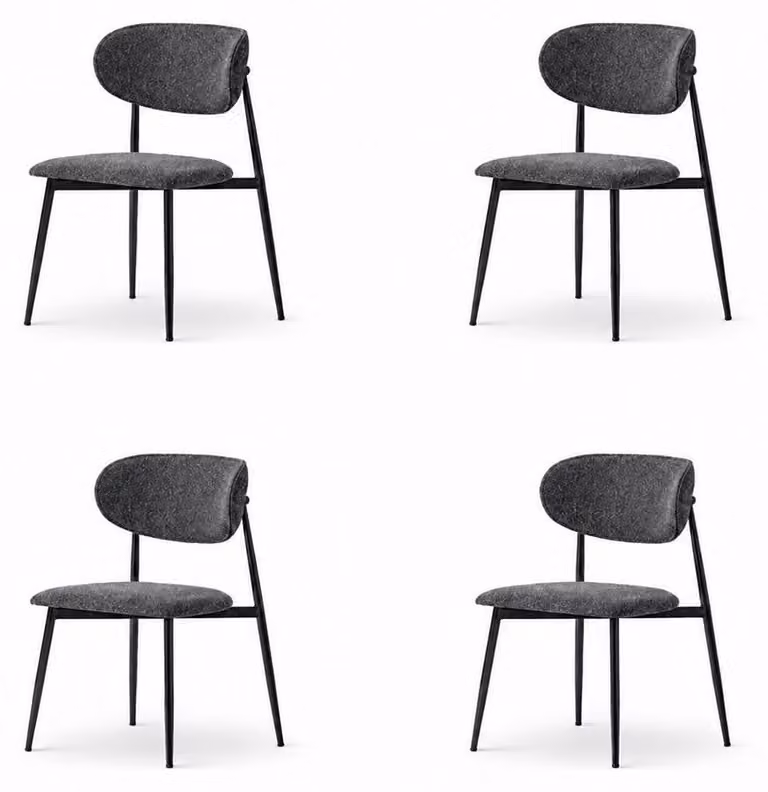 Set di sedie, 4 sedie moderne in tessuto, comode, morbide e confortevoli, grigie
