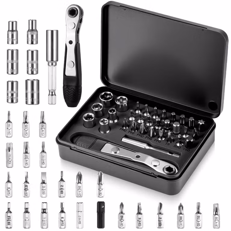 Set di cacciaviti a cricchetto - Mini cricchetto - 32 pezzi - Acciaio al carbonio - Reversibile