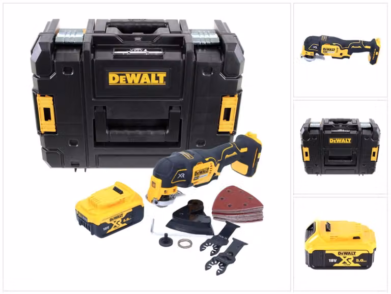DeWalt DCS 355 18 V XR Utensile multifunzione ad oscillazione a batteria + Kit 29 pezzi + 1x Batteria 5,0 Ah - senza caricatore