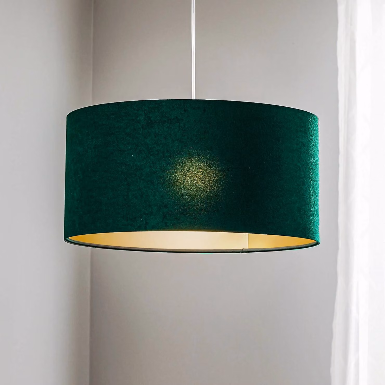 Lampada a sospensione Salina Maco Design, dimmerabile, Verde, Soggiorno / Sala da pranzo, Tessuto / Stoffa / Seta, Moderno, Lampada a sospensione