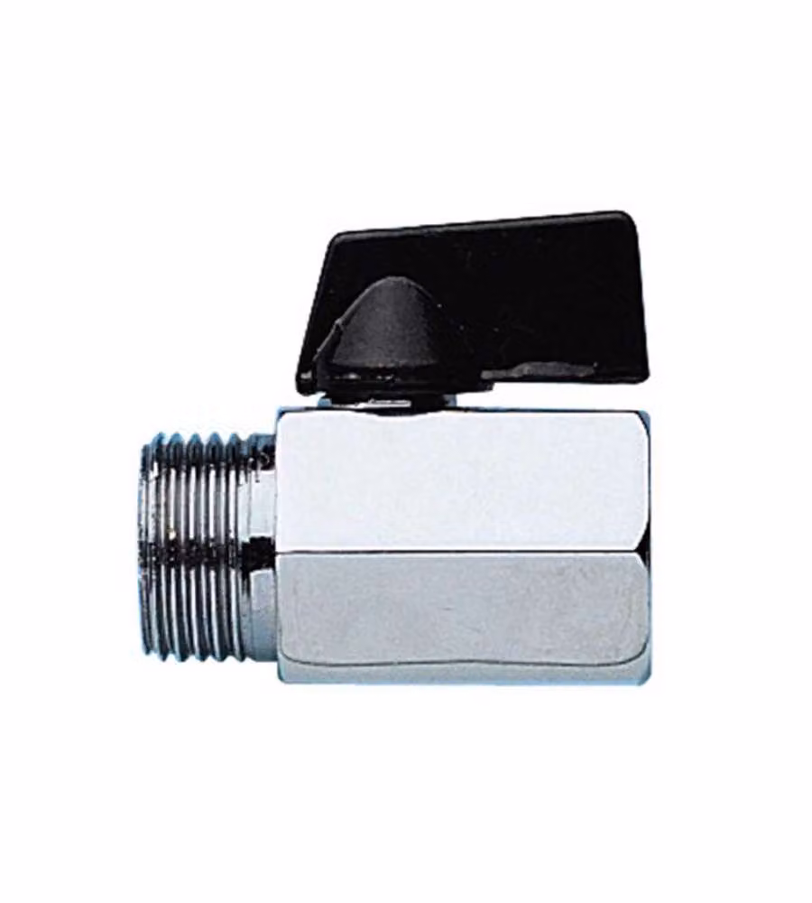 Idrobric Valvola a Sfera Mini Ottone 1/2" Cromato Leva Nera