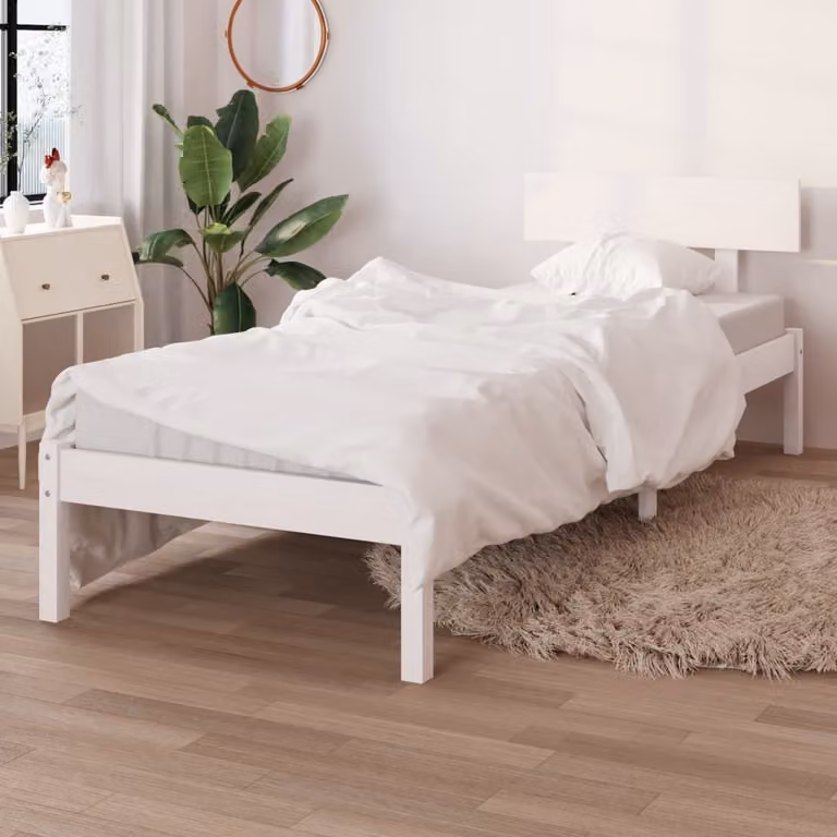 The Living Store Letto in legno massiccio di pino bianco 90x200 cm