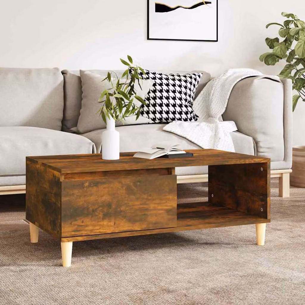 vidaXL Tavolino da Salotto in Legno Multistrato Rovere Fumo, L 90 cm x P 50 cm x H 36,5 cm