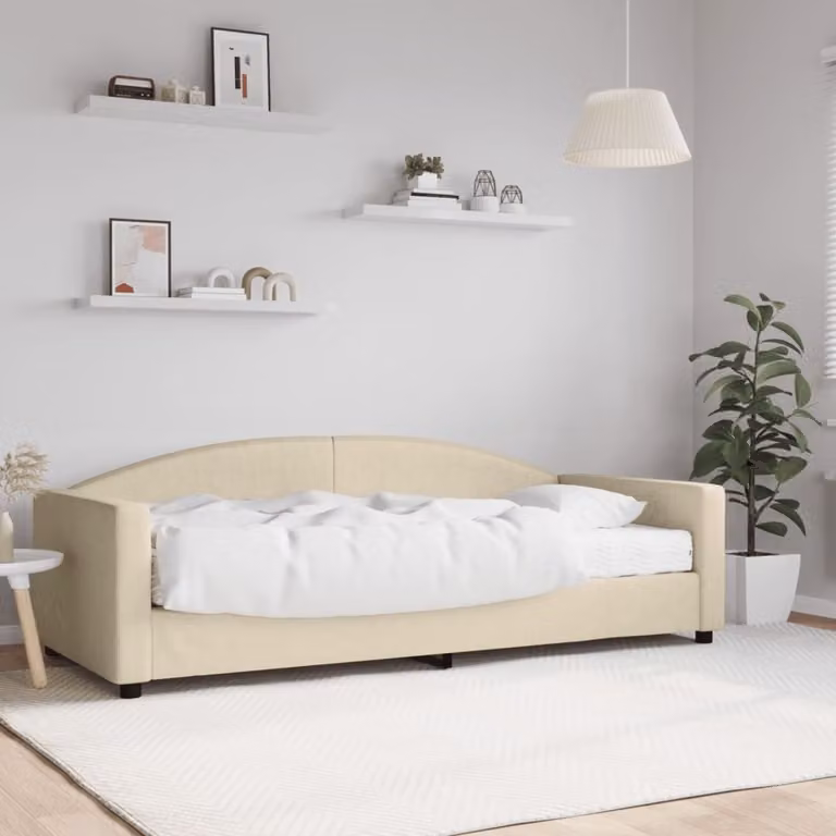 Maison Exclusive - Divano letto con materasso color crema 90x200 cm in tessuto