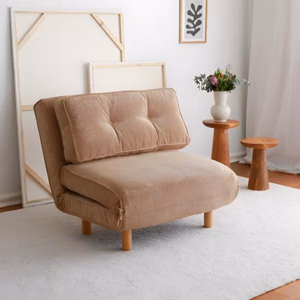 Sessel Schlafplatz Klappstuhl Wohnzimmer Polstersessel Braun Stoff