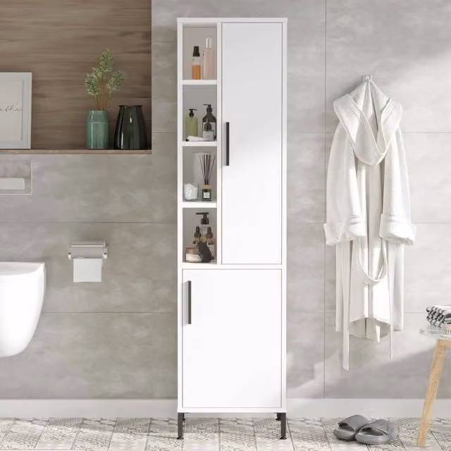 Jongdari, Armadio Multiuso 2 Ante Appendiabiti, 45x174h cm Bianco