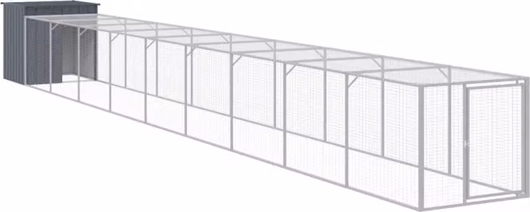 Pollaio con Area Corsa Antracite 110x1017x110cm Acciaio Zincato