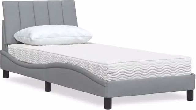 Letto con Materasso Hanko Grigio Chiaro 90x190 cm in Tessuto 3310496