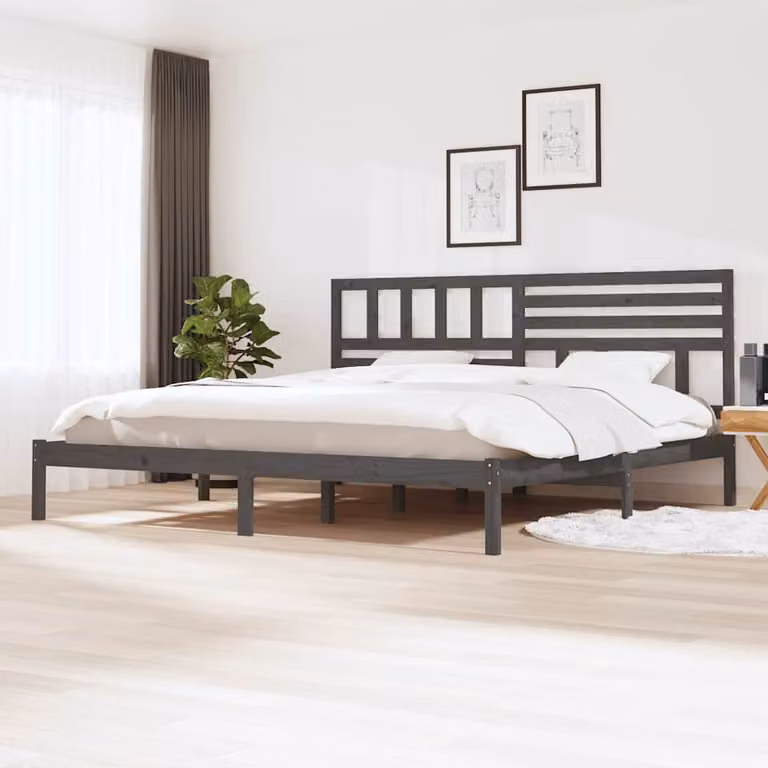 Giroletto vidaXL in legno massello di pino grigio con doghe fisse L/P: 200 x 200 cm