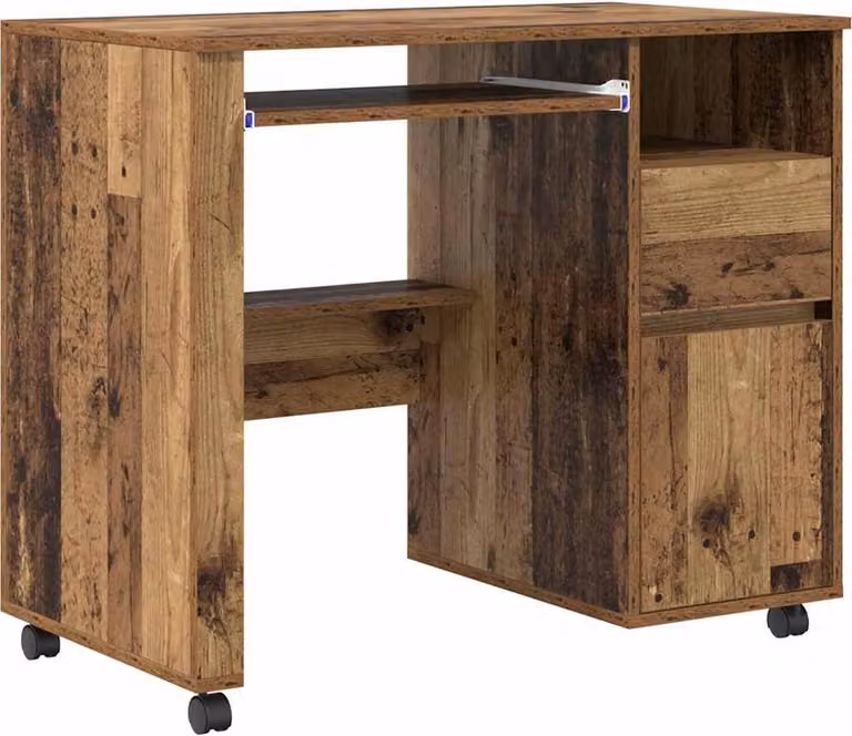 Scrivania con Ruote con cassetto Legno vecchio 91 x 50 x 77 cm