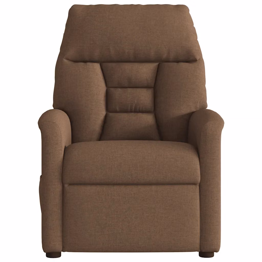 Poltrona Reclinabile Relax vidaXL in Tessuto Marrone con Braccioli e Struttura in Legno e Metallo – 2