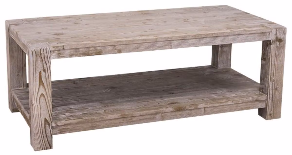 Tavolino da salotto in stile rustico "Casa Padrino", colori naturali, dimensioni 120 x 60 x 45 cm, realizzato in legno massello