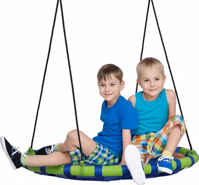 Altalena da giardino per bambini Outsunny con altezza regolabile, diametro: 100 cm, blu
