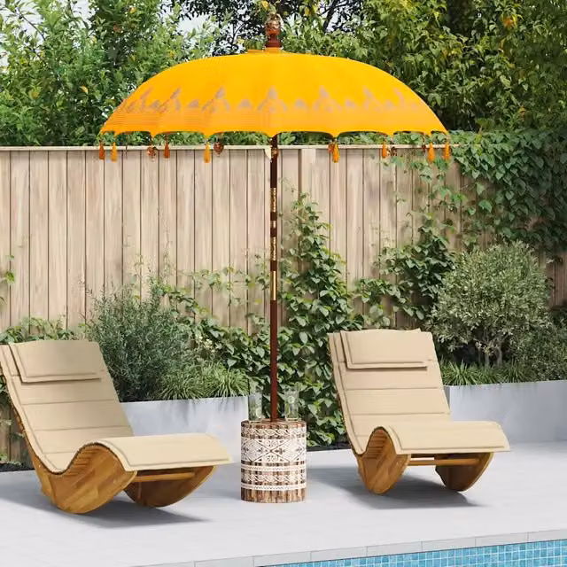Ombrello balinese con base vidaXL giallo L: 185 cm, P: 185 cm, H: 260 cm – 1