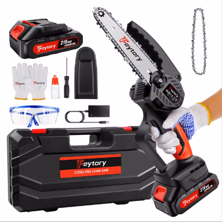Troncatrice a batteria - lama da 6" (15 cm). Troncatrice elettrica - motore brushless da 5000W - batteria al litio da 21V 1500mAh - leggera, 1,2 kg - impugnatura antiscivolo - ideale per il taglio del legno e la potatura degli alberi