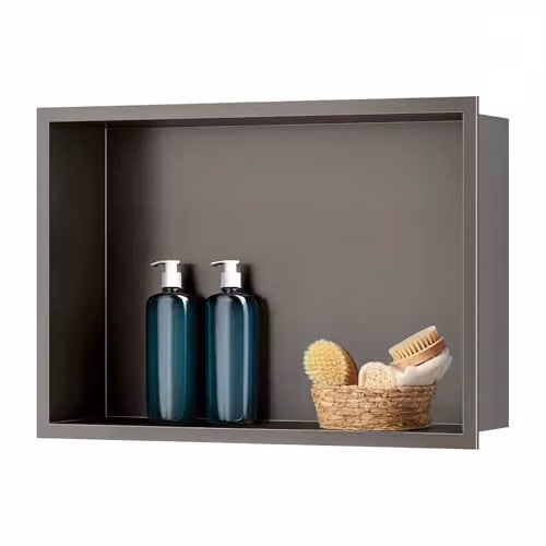 sunrik Nicchia Doccia Incasso Grey 30x45x10 Cm, Acciaio Inox, Mensole