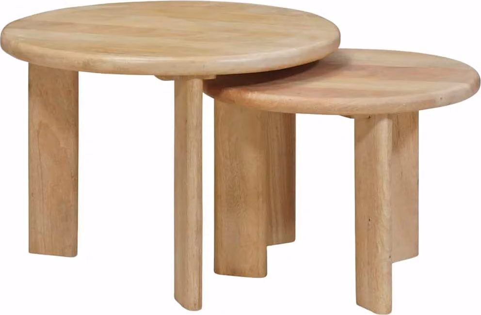 Tavoli da Caffè Nido 2 pcs Nero Legno di mango massello