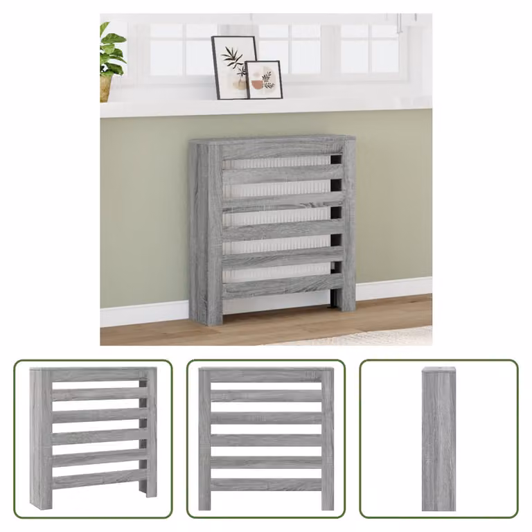 The Living Store Rivestimento per radiatori Grigio Sonoma 78x20x82 cm Materiale a base di legno