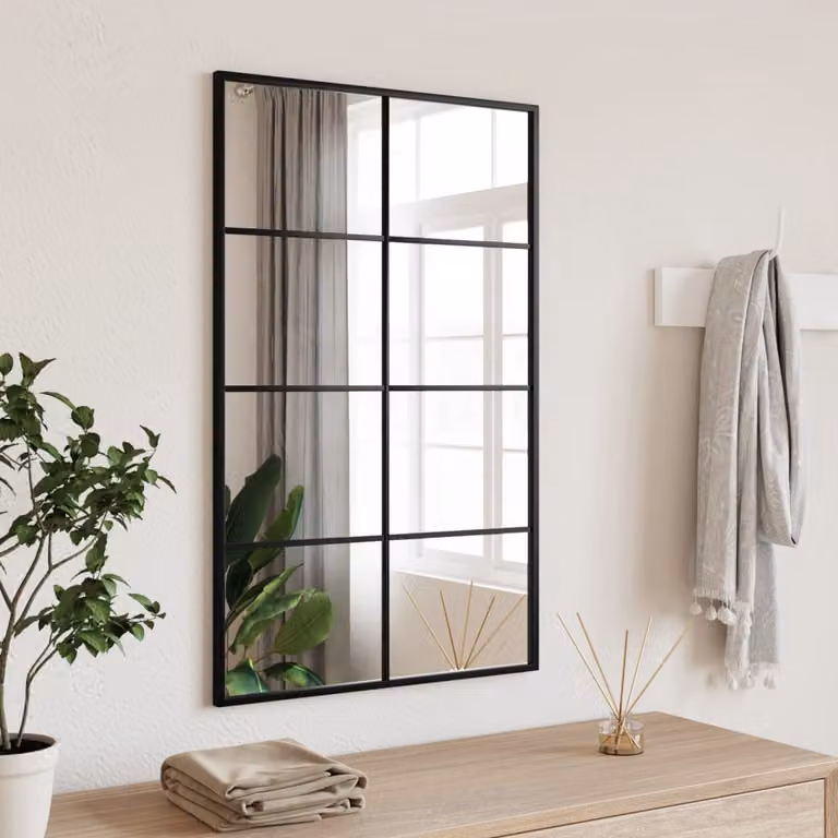 Specchio da parete rettangolare vidaXL in metallo e vetro nero L: 50 cm, H: 80 cm