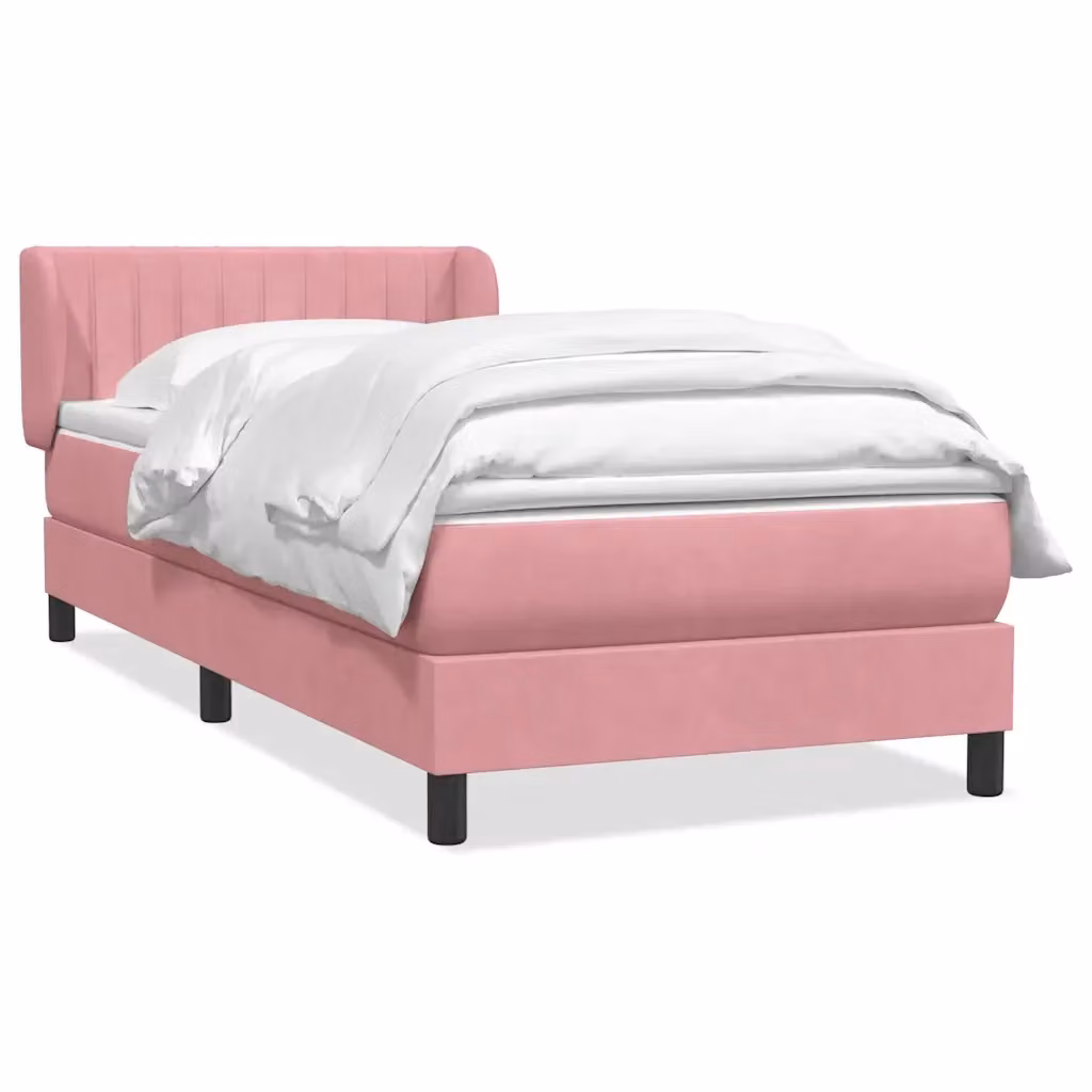 Giroletto con Materasso Ibrido vidaXL in Velluto Rosa e Bianco L: 80 cm, P: 223 cm – 2