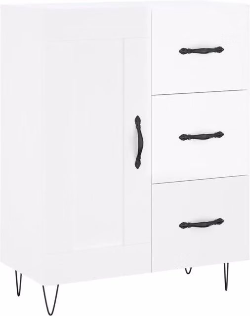 Buffet credenza cassettiera mobiletto mobile contenitore organizer per cucina soggiorno finitura lucida 69,5 x 34 x 90 cm legno ingegnerizzato bianco 02_0030693