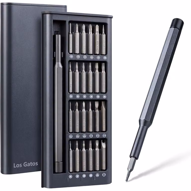 Set di cacciaviti di precisione, mini utensile con 24 punte S2, colore grigio