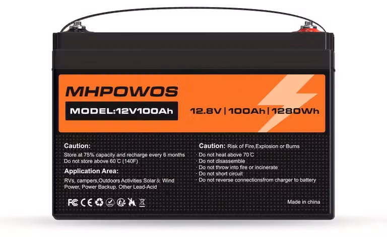 Batteria agli ioni di litio - Batteria al litio - Batteria ricaricabile - Batteria LiFePO4 - 12,8V 100Ah - Alta capacità, 2560W