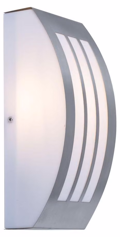 Lampada da parete a LED, acciaio inossidabile argentato, plastica bianca, larghezza 25 cm