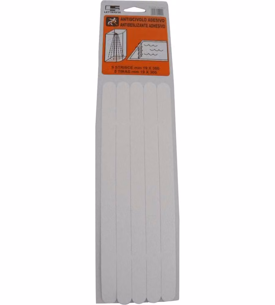 ROSH Strisce Adesive Antiscivolo 19x300 mm Bianche 5 Pz per Piscine Docce